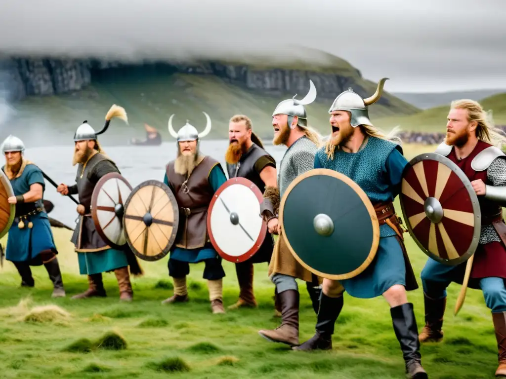 Apasionante batalla vikinga con reenactores vestidos auténticamente