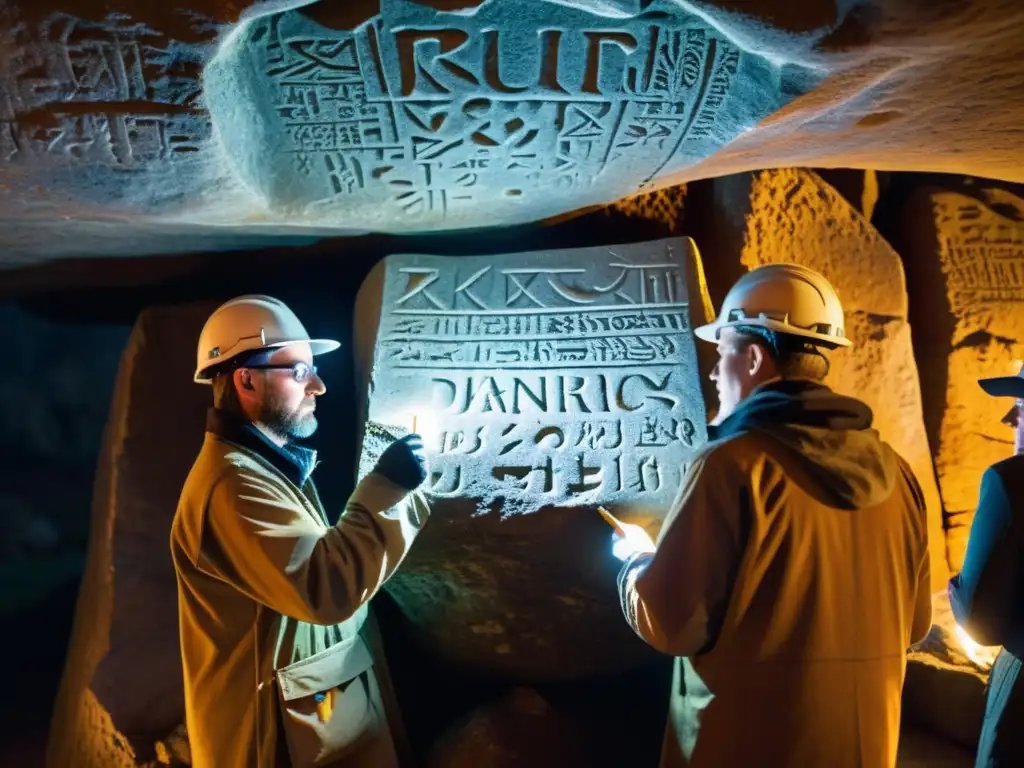 Arqueólogos descifran mensajes antiguos en Dinamarca bajo luz tenue, evocando misterio y descubrimiento