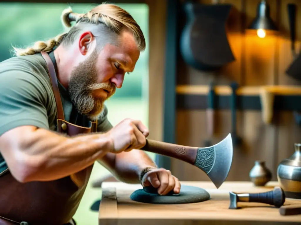 Hábil artesano recrea réplicas hachas vikingas con precisión histórica