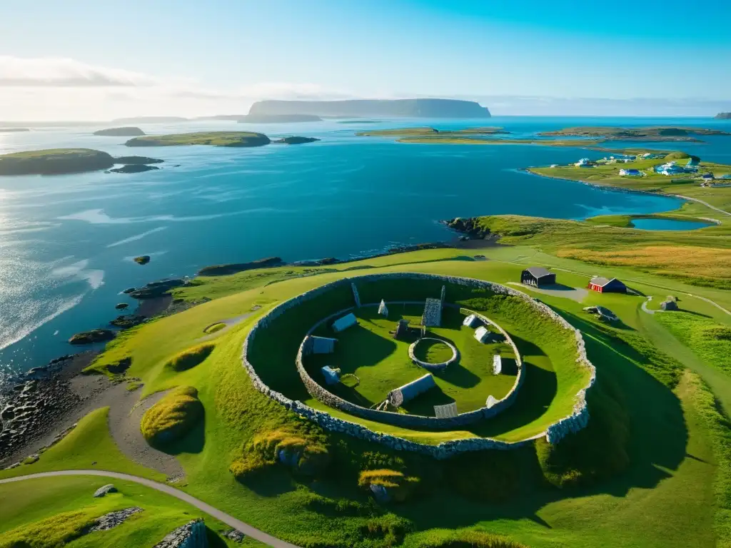 Asombroso asentamiento vikingo L'Anse aux Meadows en la costa de Newfoundland