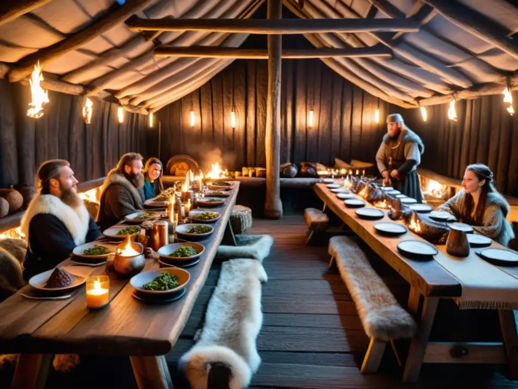 Un banquete vikingo en una casa larga, resalta la dieta vikinga y el estatus social revelado