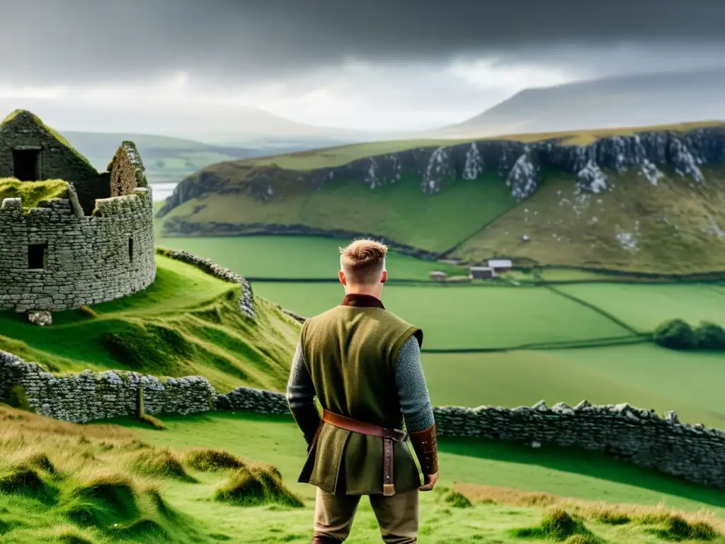 Explora la belleza de Irlanda con ruinas vikingas en un paisaje verde