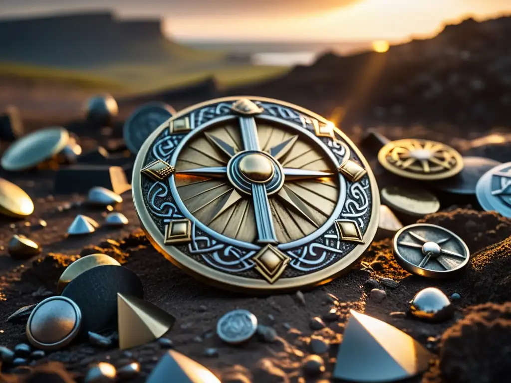 El brillante significado de las joyas vikingas en un campo de batalla, reflejando la historia y la cultura nórdica