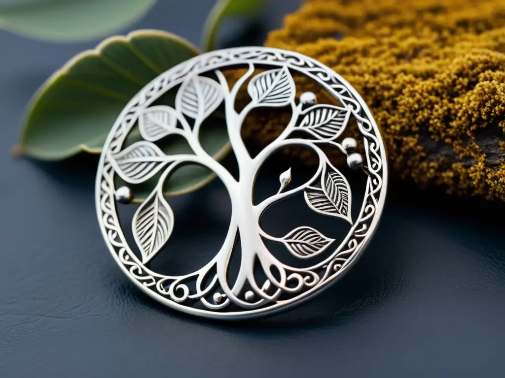 Broche vikingo de plata con diseño de árbol retorcido Broche vikingo de plata con diseño de árbol, hojas y bayas