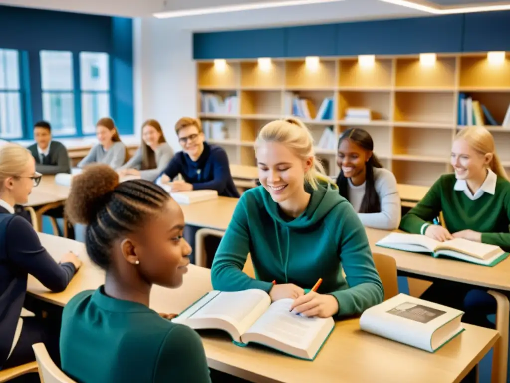 Un bullicioso colegio de idiomas nórdicos, fusionando tradición y tecnología educativa