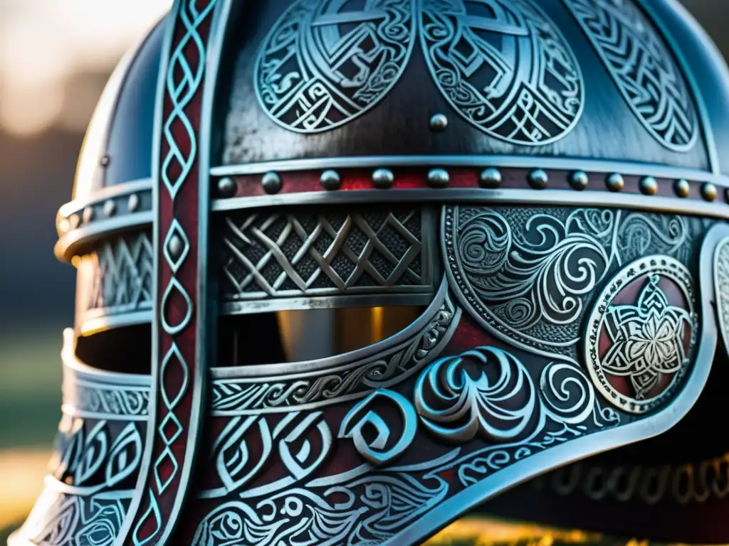 Un casco vikingo decorado con detalle, mostrando la importancia de la artesanía en la era vikinga