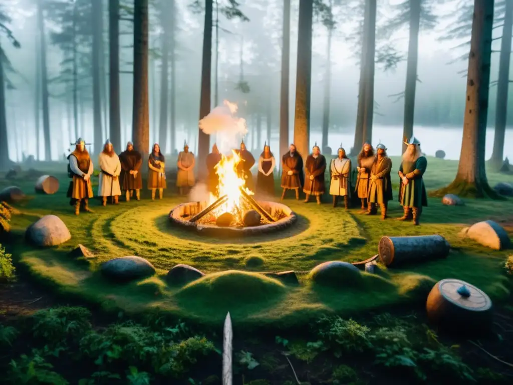 Una ceremonia vikinga en un bosque místico