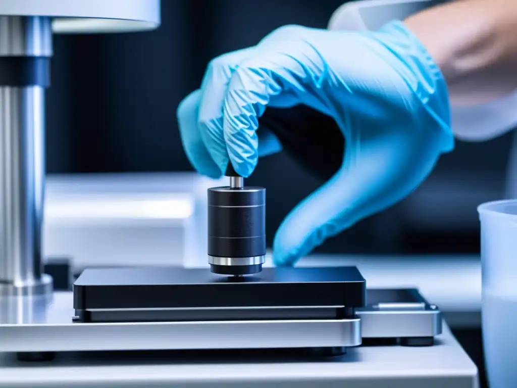 Un científico prepara con precisión una muestra de carbono 14 en un laboratorio brillante