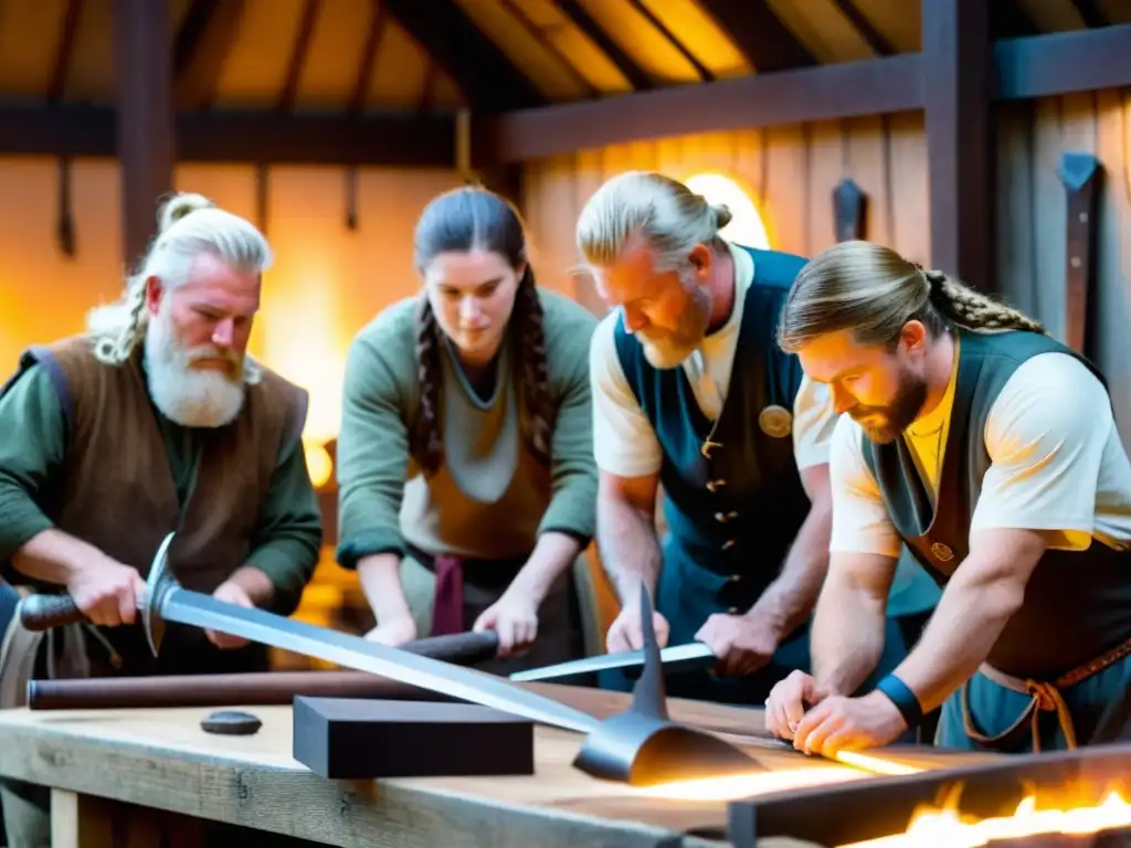 Coleccionistas admiran réplicas exactas de espadas vikingas en taller de Forja de Valhalla