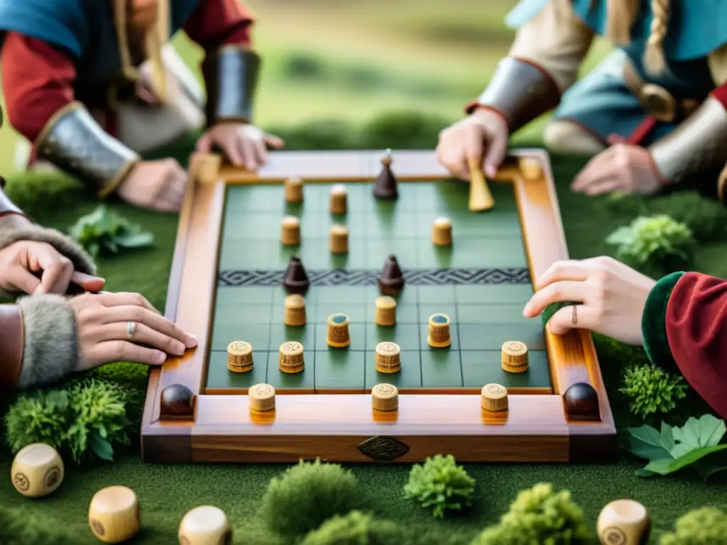 Competencia de Hnefatafl entre vikingos en ambiente natural