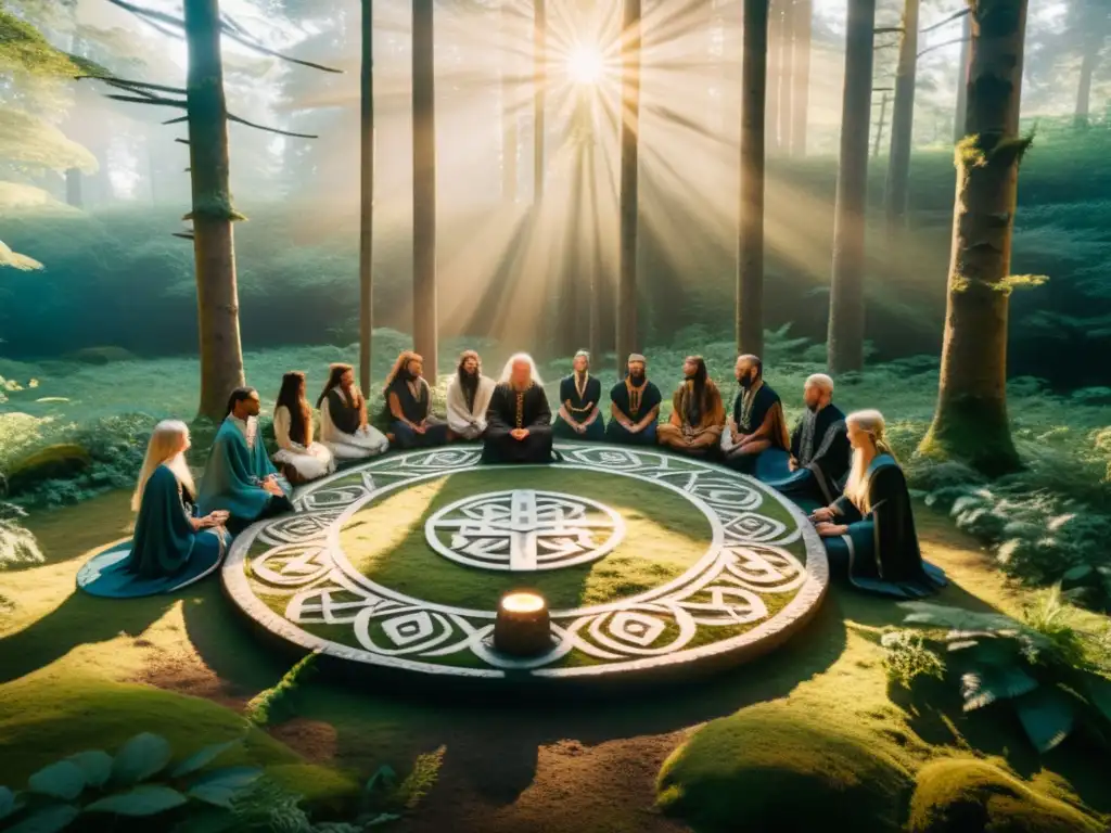 Comunidad creciente de neopaganos nórdicos en un ritual en el bosque