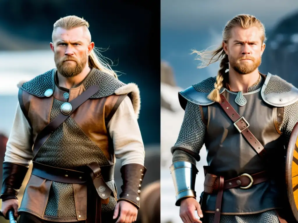 Contraste entre un guerrero vikingo histórico y una adaptación moderna de Vikingo en el cine