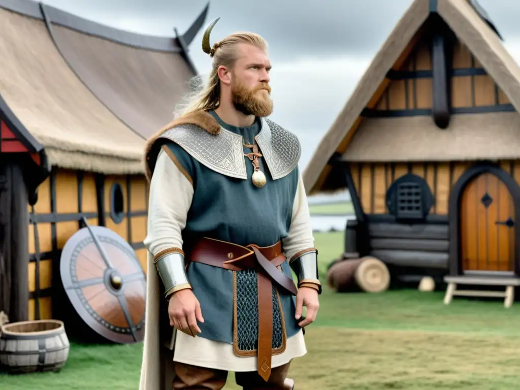 Contraste de vestimentas en sociedad vikinga: un guerrero rico y un granjero humilde