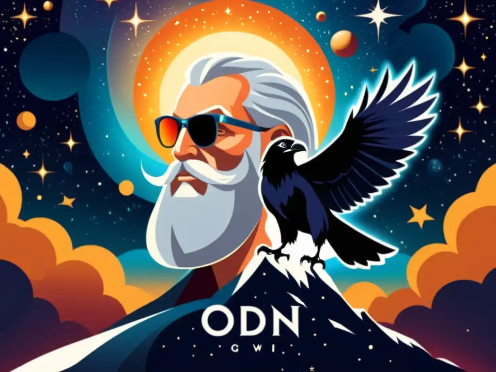 Odin, dios nórdico, observa el cosmos desde Asgard