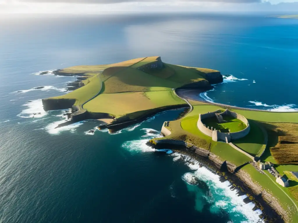 Costa de Orkney: mezcla de ruinas vikingas y arquitectura escocesa, reflejando la historia vikinga en el archipiélago