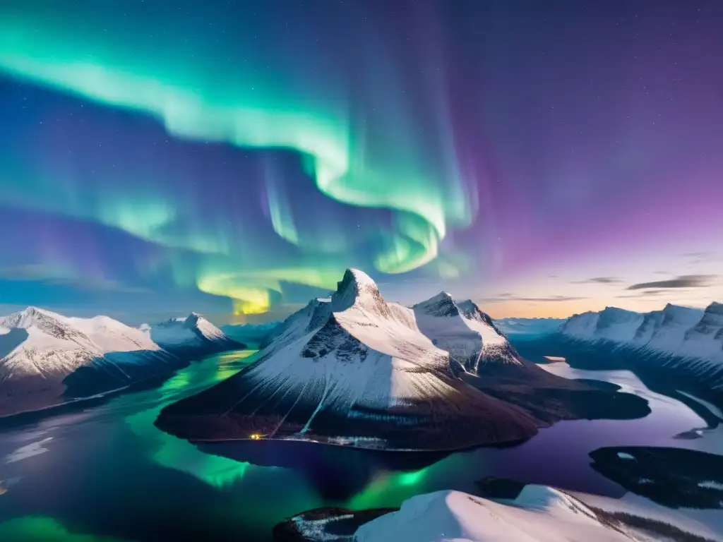 Desafíos del futuro para lenguas nórdicas: Auroras boreales iluminando paisajes helados