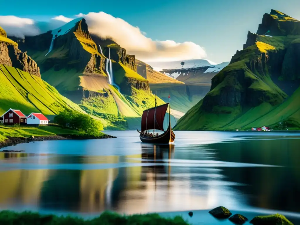 Ilustración detallada dividida en dos, con paisajes islandeses y noruegos contrastantes