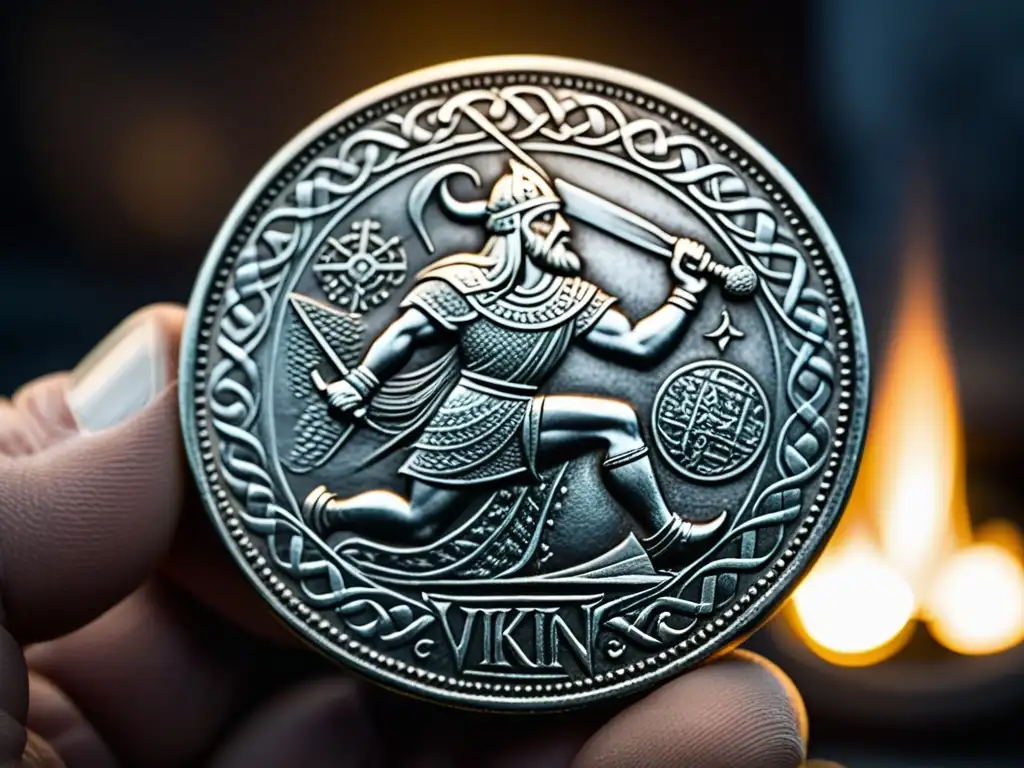 Detallada acuñación de moneda vikinga actual, mostrando la artesanía y la historia de la creación de monedas en la antigüedad