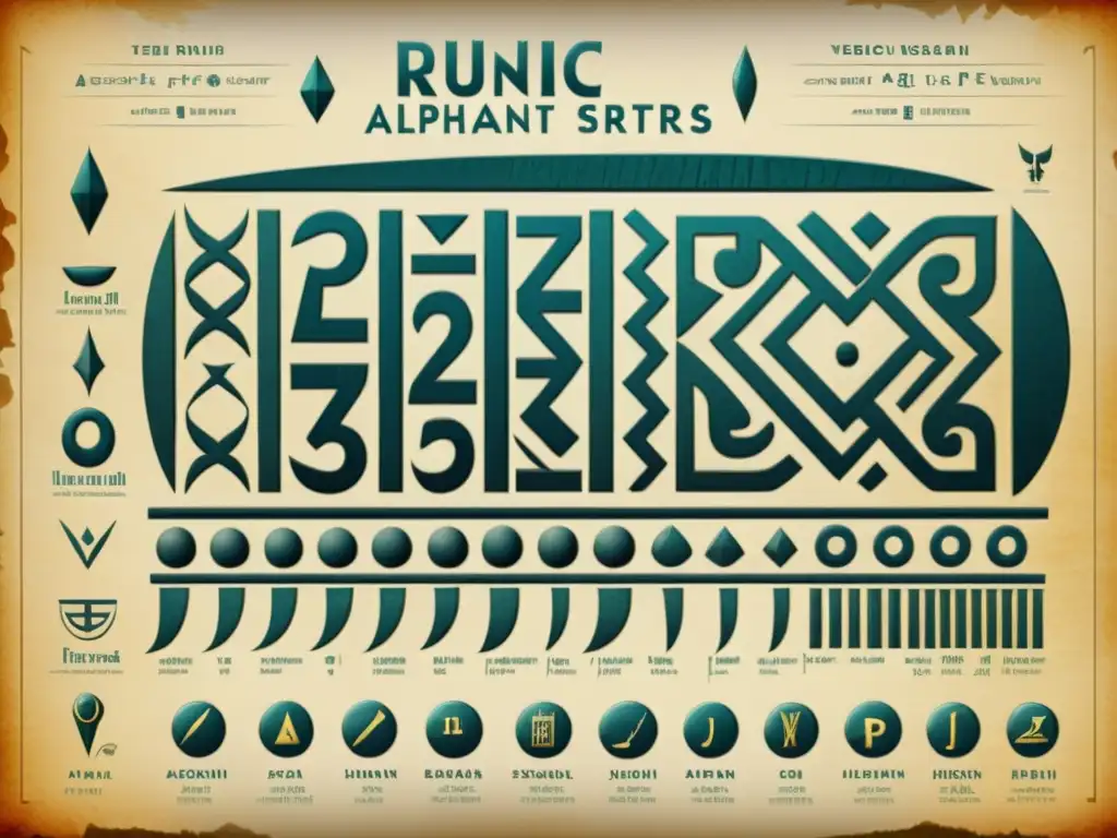 Un detallado cuadro de comparación de alfabetos antiguos muestra las runas junto a jeroglíficos egipcios, griego y fenicio