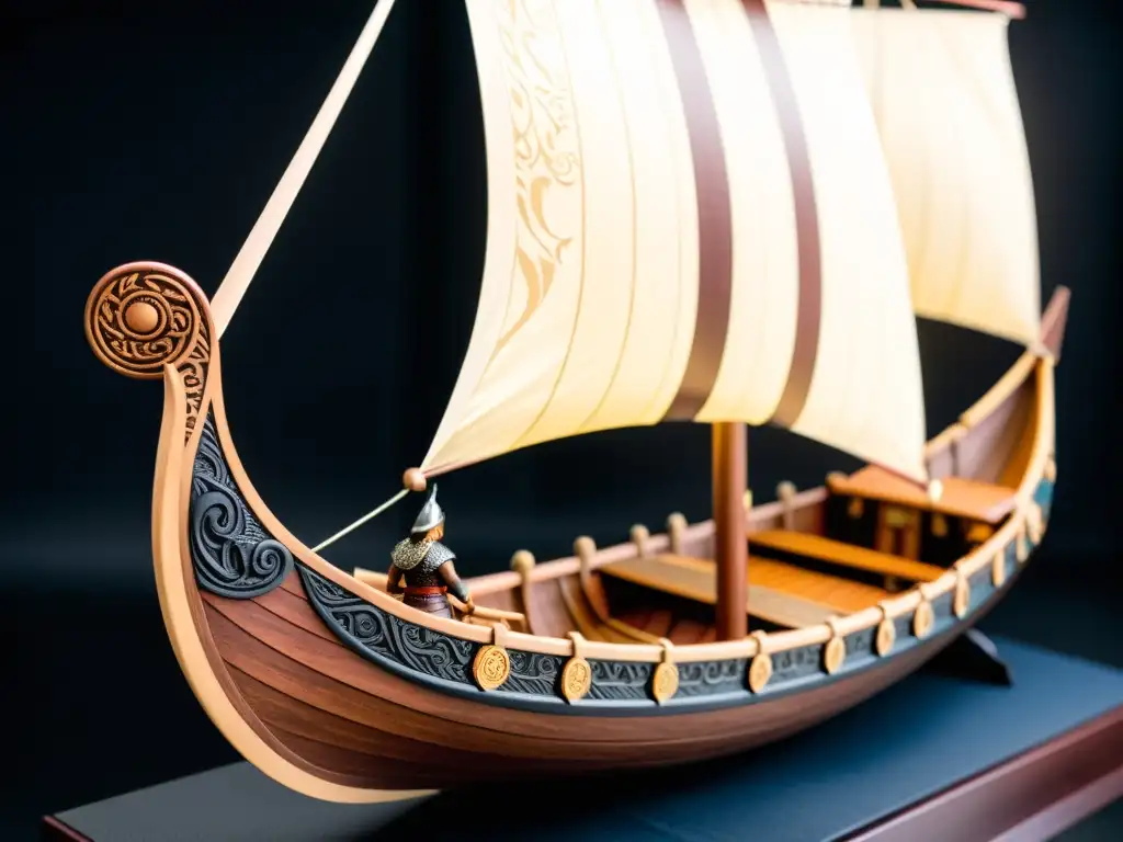 Detallado modelo de barco vikingo artesanal en edición limitada, listo para zarpar hacia lo desconocido