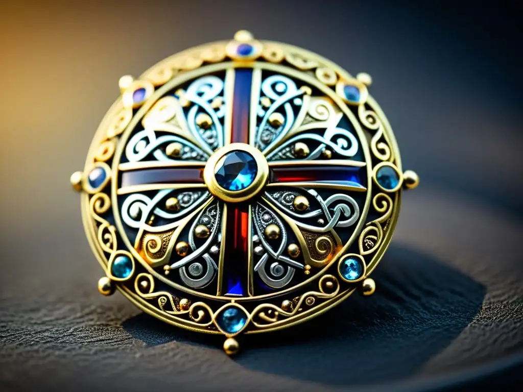 Detalle excepcional de broche vikingo transmitiendo joyas a través de generaciones