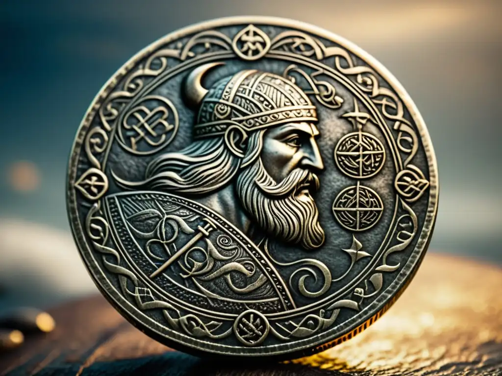 Detalles impresionantes de una rara moneda vikinga antigua, ideal para coleccionar monedas vikingas antiguas