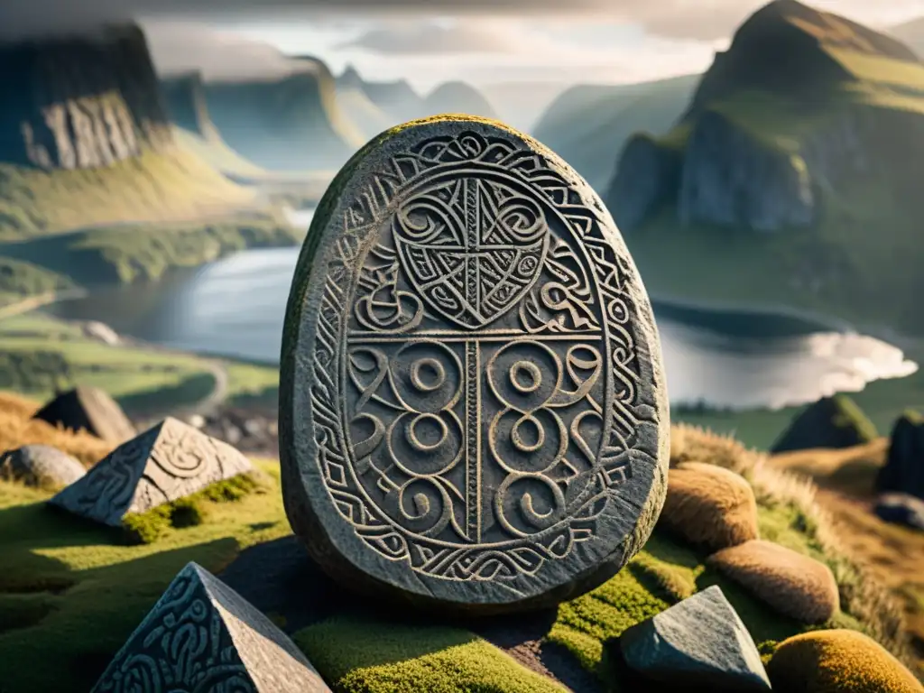 Detalles místicos en la piedra rúnica vikinga, historia grabados vikingos mitología
