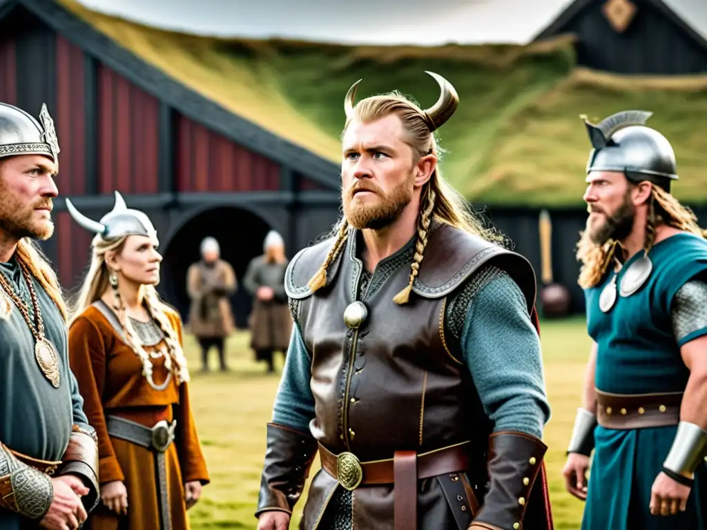 Un director triunfa con temática vikinga, envuelto en la intensidad de dar indicaciones a actores en un set cinematográfico de ensueño