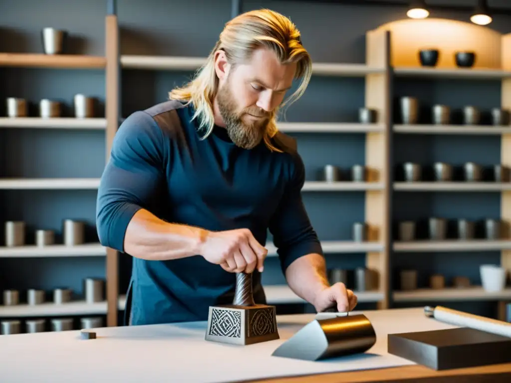 Un diseñador de moda crea una réplica de Mjolnir con técnicas de herrería, fusionando lo antiguo y lo moderno