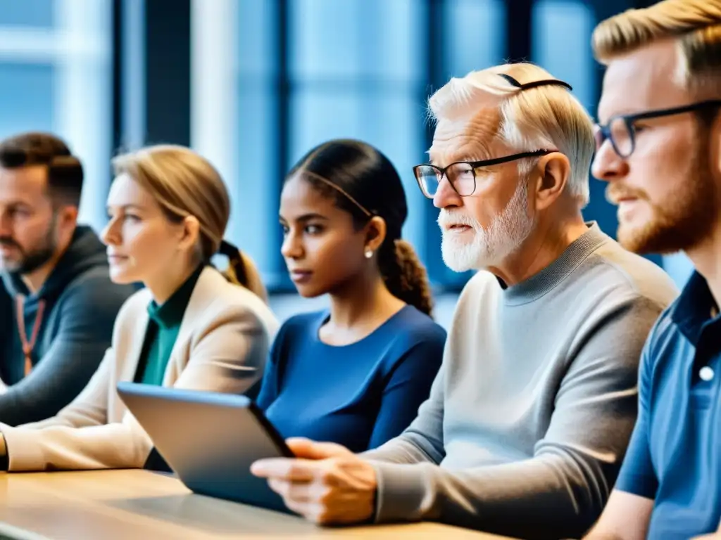 Diversidad de personas aprendiendo lenguas nórdicas en internet, fusionando tradición y tecnología