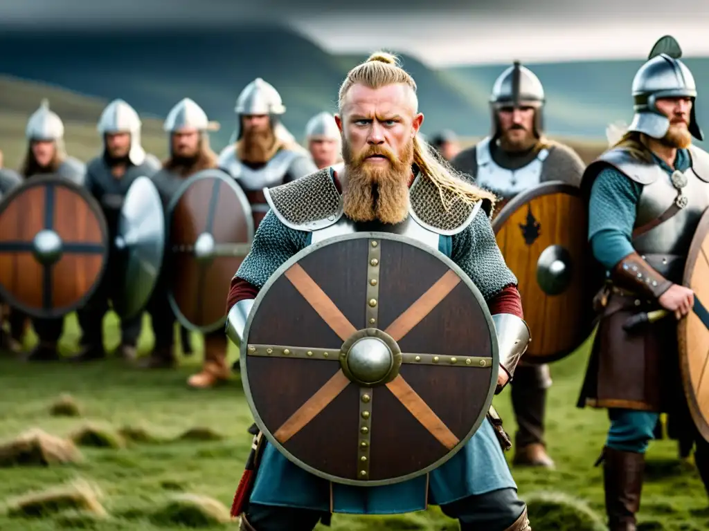 Dramática reedición de una batalla vikinga encabezada por Ragnar Lodbrok, destacando la intensidad y autenticidad de la escena