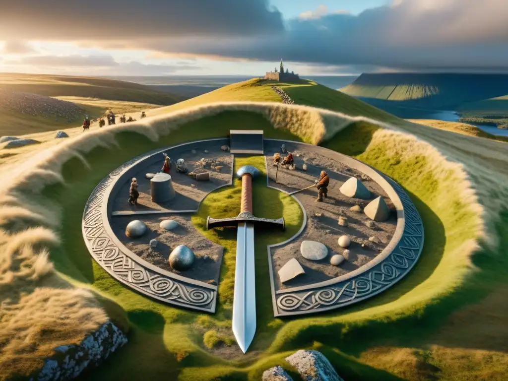 Emocionante hallazgo arqueológico de artefactos vikingos en Escandinavia, con arqueólogos documentando