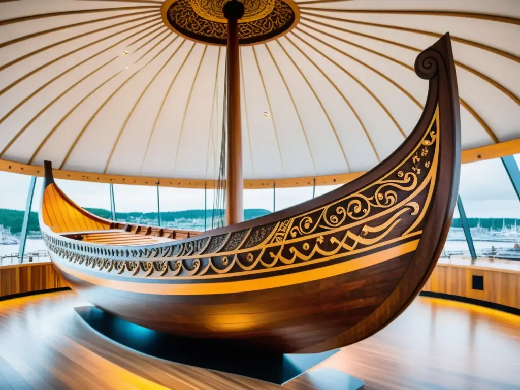 Emocionante imagen del museo de barcos vikingos en Oslo, Noruega, con barcos antiguos y moderna arquitectura