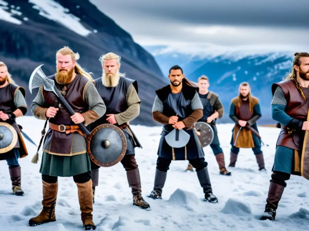 Entrenamiento extremo para vikingos modernos en la montaña nevada