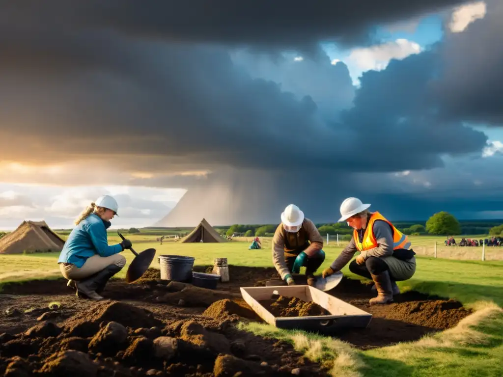 Equipo de arqueólogos excavando artefactos vikingos en asentamientos desaparecidos