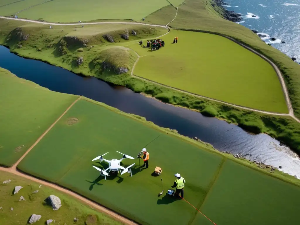 Equipo de arqueólogos usa drones para explorar terreno en busca de artefactos vikingos