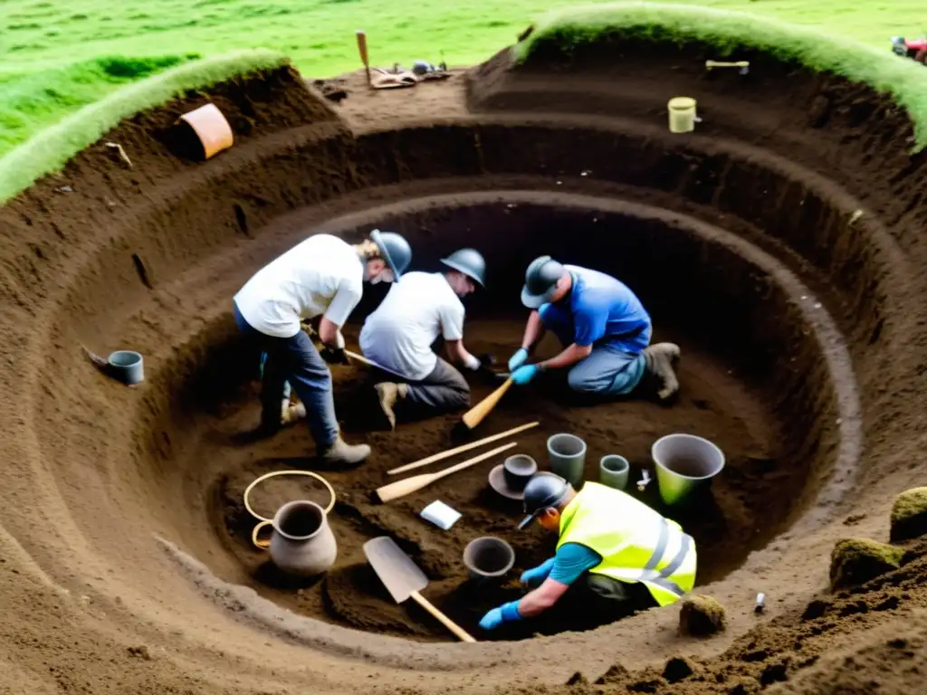 Equipo de arqueólogos descubriendo hallazgos arqueológicos de presencia vikinga en Inglaterra