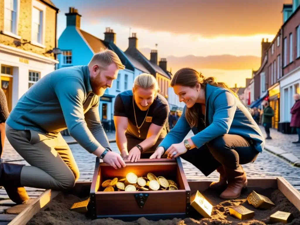 Un equipo de arqueólogos descubre un tesoro vikingo en Dublín al atardecer