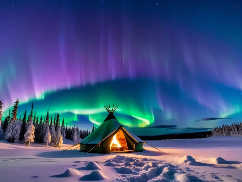 Espectacular Aurora Boreal iluminando la tierra nevada con la mística de la mitología vikinga