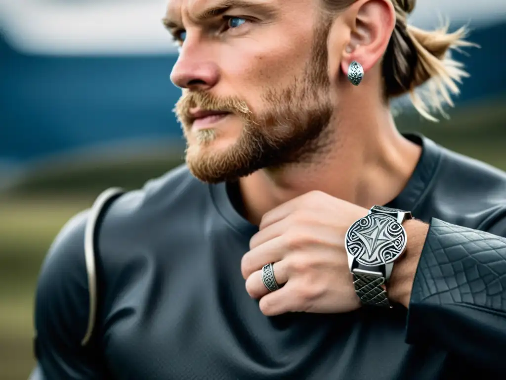 Un estilo moderno realzado con joyas vikingas para estilo moderno, fusionando lo antiguo con lo contemporáneo