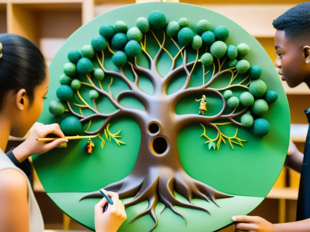 Estudiantes colaboran en taller de creación de Yggdrasil, Árbol del Mundo de la mitología nórdica, fusionando educación integral