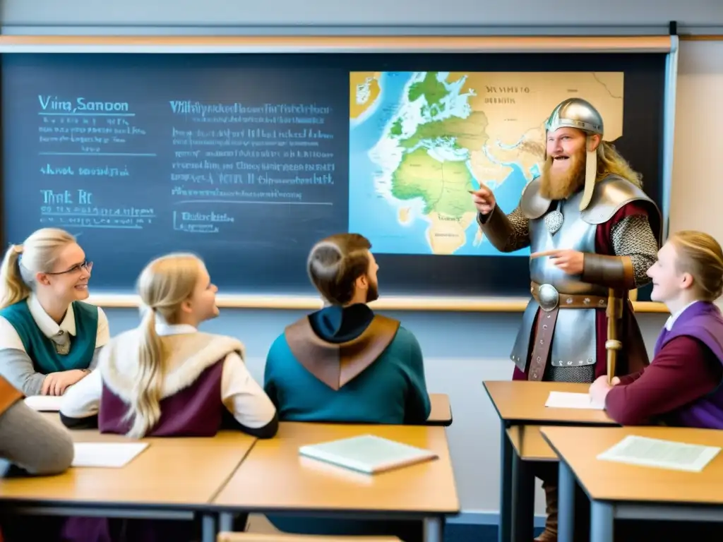 Estudiantes vikingos participan en clase con tácticas de enseñanza vikinga innovadoras