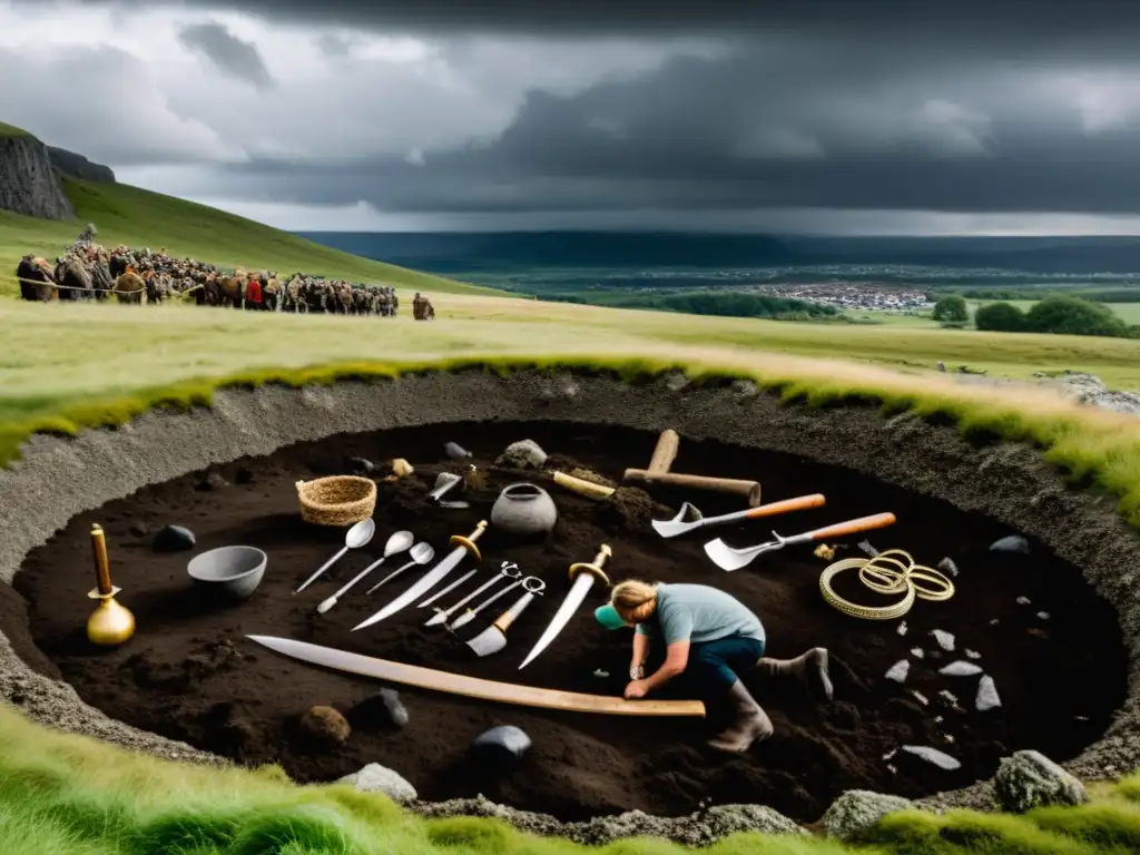 Excavación meticulosa de un sitio de entierro vikingo, revelando secretos antiguos bajo tierra