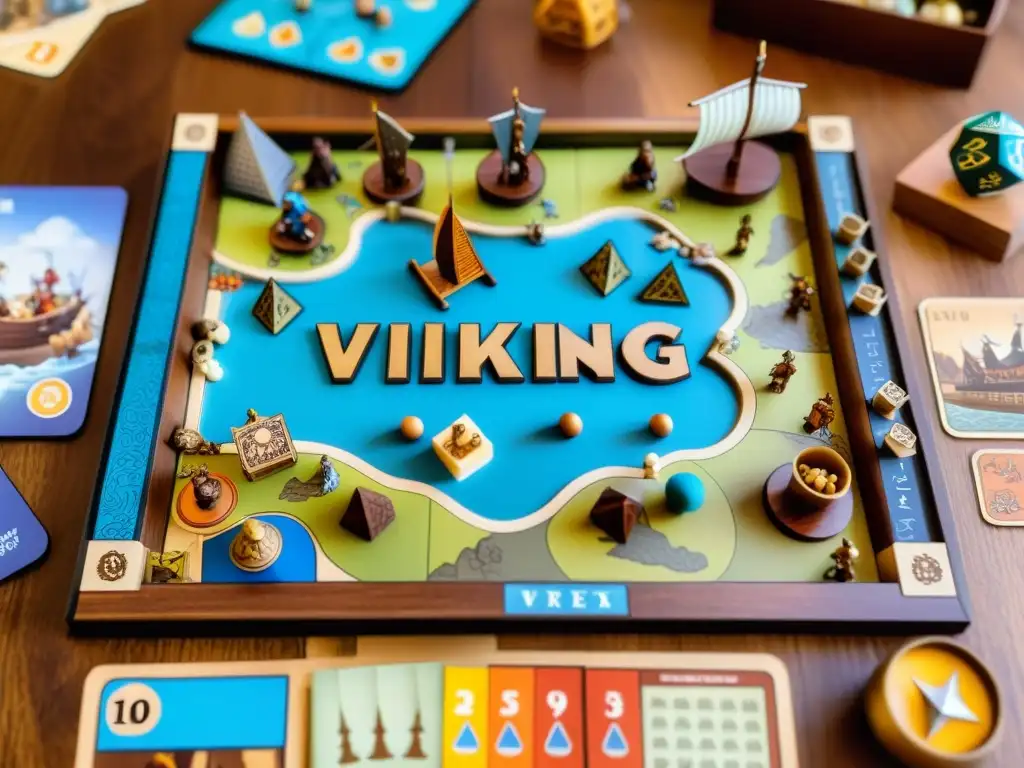 Una familia diversa disfruta de juegos de mesa vikingos en armonía y diversión en su hogar