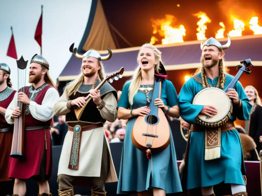 Un festival vikingo con música tradicional en eventos vikingos