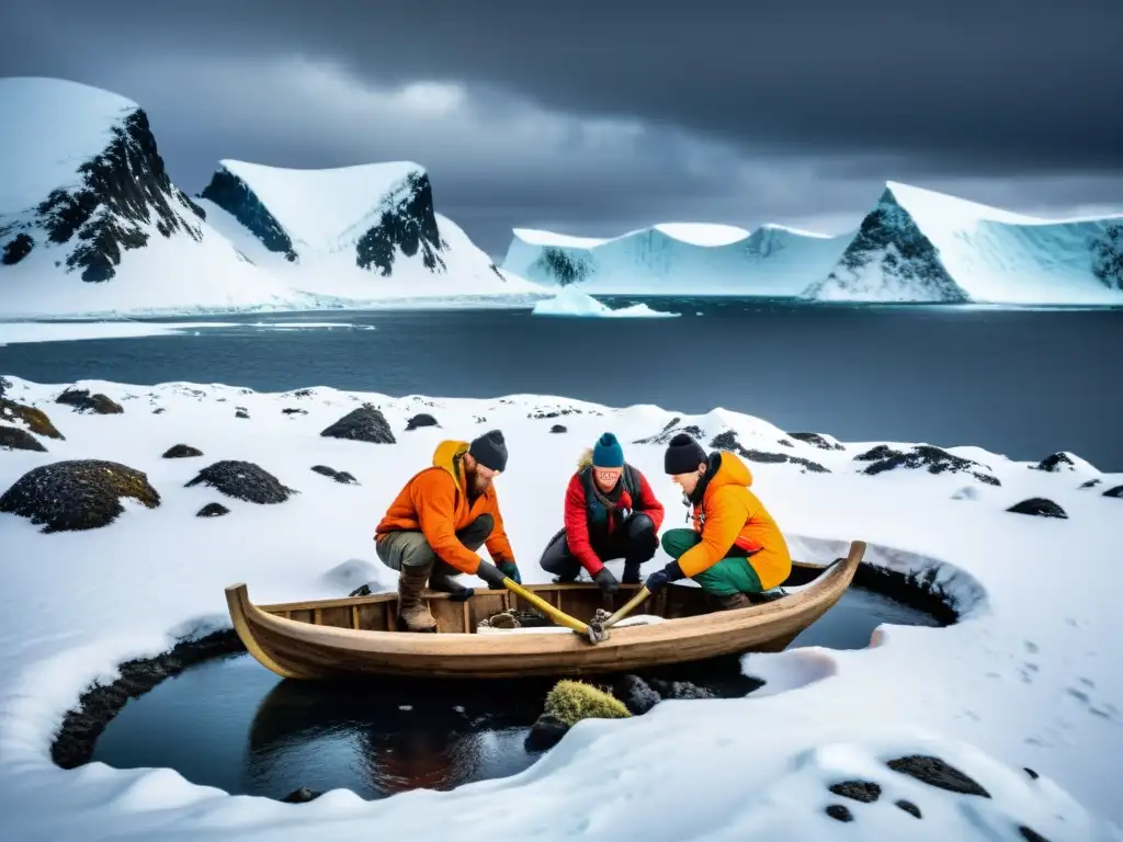 Un grupo de exploradores modernos descubre artefactos vikingos en una isla nevada, destacando el legado vikingo en la exploración moderna