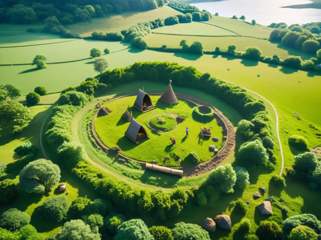 Hallazgos arqueológicos de la agricultura vikinga desenterrados por arqueólogos en un campo verde exuberante