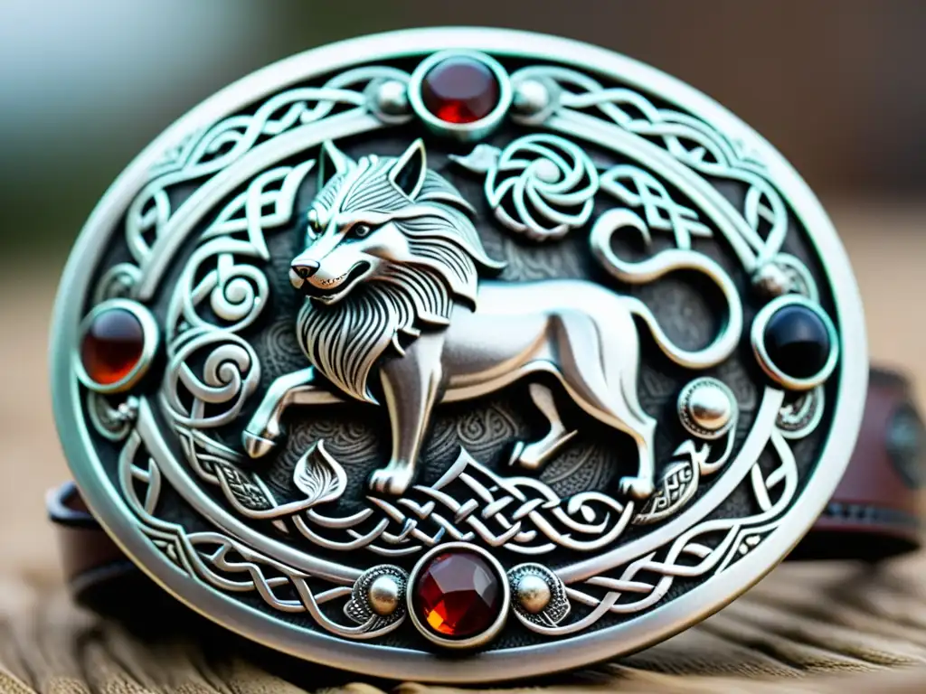 Hermoso herraje vikingo de plata con motivos de dragones y lobos, destacando estatus social