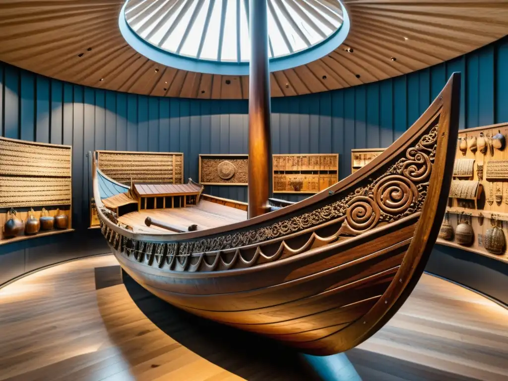 Imagen impactante del Museo de Barcos Vikingos en Roskilde, Dinamarca, mostrando la reconstrucción del imperio vikingo y sus artefactos en exhibición