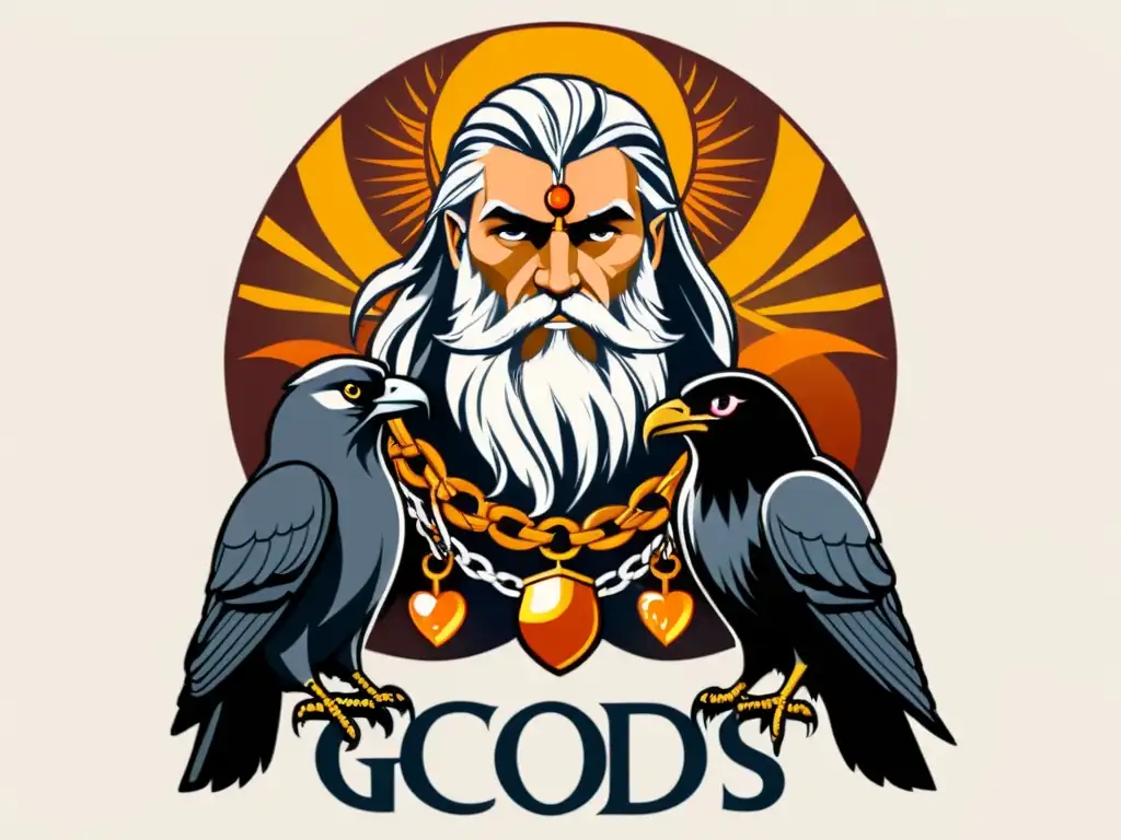 Dioses y diosas nórdicos: ilustración majestuosa La imagen muestra el Panteón Nórdico de dioses y diosas con Odin, Freyja y Thor, deslumbrando con sus poderes y características